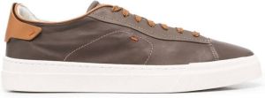 Santoni leather low-top sneakers Brown