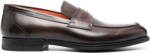 Santoni leather moccasin loafers Brown