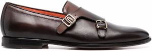 Santoni leather monk shoes Brown