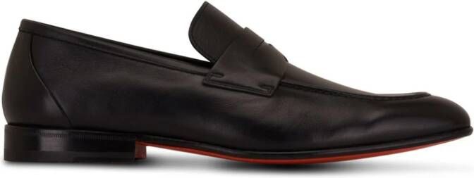 Santoni leather penny loafers Black