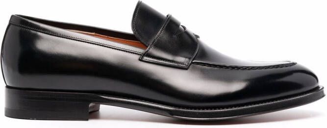 Santoni leather penny loafers Black