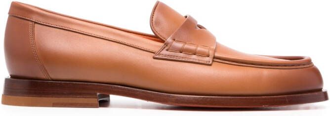 Santoni leather penny loafers Brown