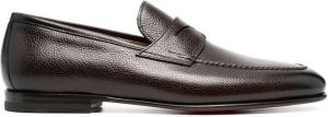 Santoni leather penny loafers Brown