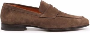 Santoni leather Penny loafers Brown