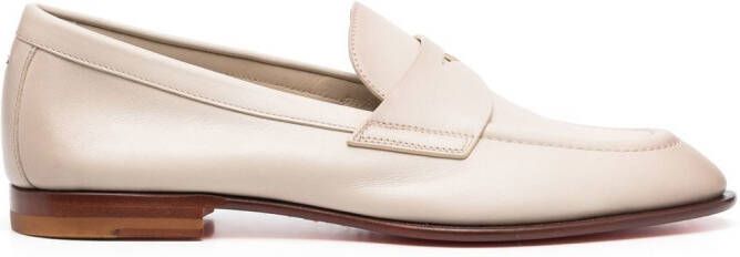 Santoni leather penny loafers Neutrals
