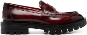 Santoni leather penny loafers Red