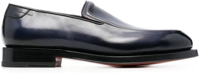 Santoni leather slip-on loafers Blue