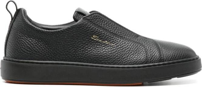 Santoni leather slip-on sneaker Black