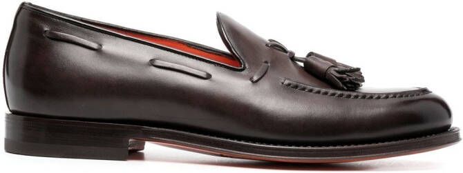 Santoni leather tassel loafers Brown