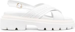 Santoni logo-embossed chunky leather sandals White