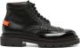 Santoni logo-patch lace-up leather boots Black - Thumbnail 1