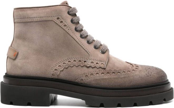 Santoni logo-patch leather boots Neutrals