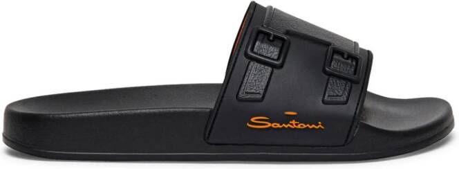 Santoni logo-print slides Black