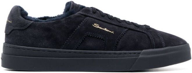 Santoni low-top suede sneakers Blue