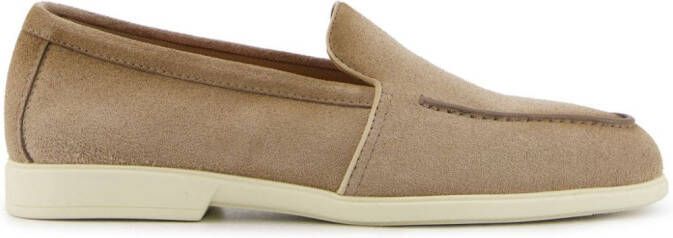 Santoni Malibu almond-toe leather loafers Neutrals