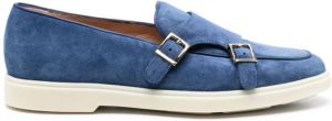 Santoni monk-strap suede loafers Blue