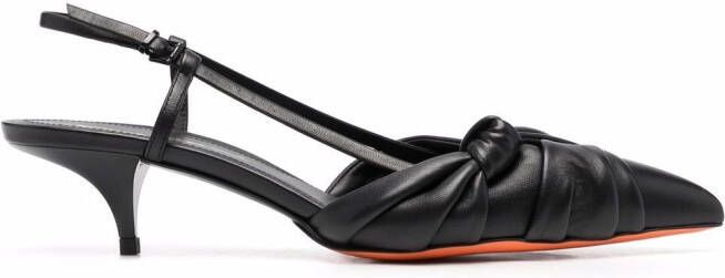 Santoni nappa leather kitten-heel pumps Black