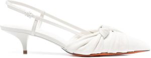 Santoni nappa leather kitten-heel pumps White