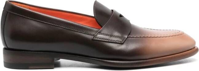 Santoni ombré-effect leather loafers Brown