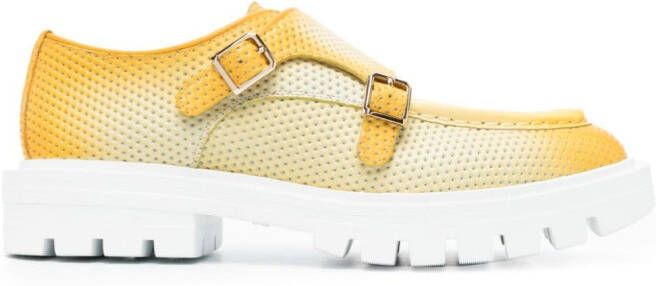 Santoni ombré perforated-leather loafers Yellow