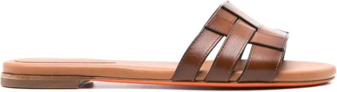Santoni open-toe flat slides Brown