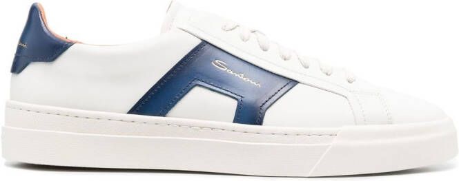 Santoni panelled-design leather sneakers White
