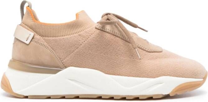 Santoni panelled knitted sneakers Neutrals