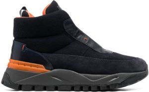 Santoni panelled lace-up hiking boots Blue