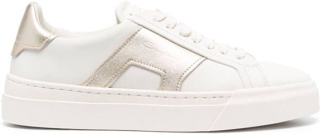 Santoni panelled lace-up sneakers White