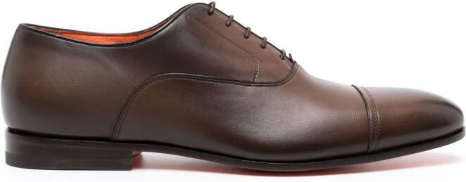 Santoni panelled leather derby shoes Brown