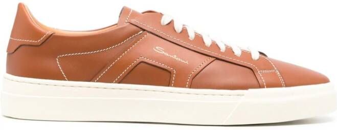 Santoni panelled leather sneakers Brown