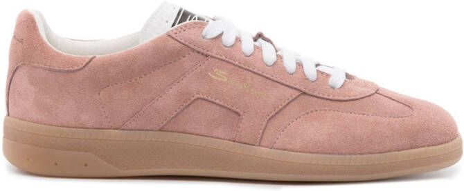 Santoni panelled suede sneakers Pink