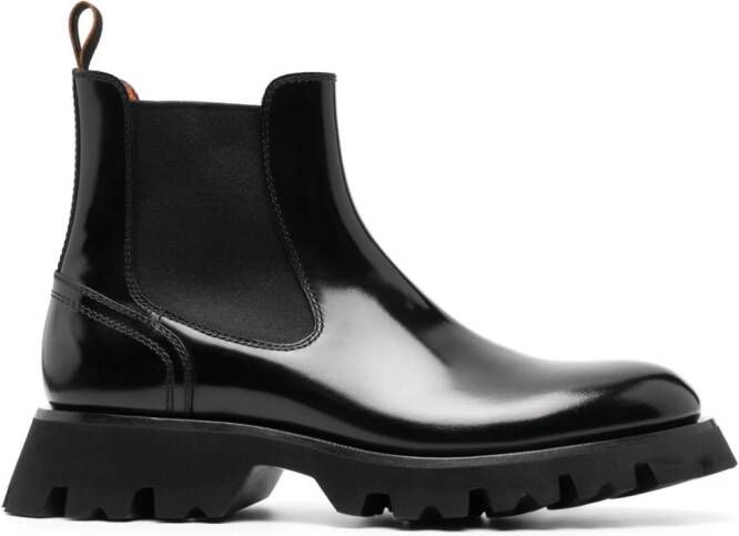 Santoni patent-finish leather ankle boots Black
