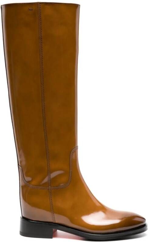 Santoni patent leather knee-high boots Brown