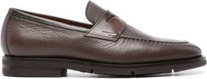 Santoni penny-bar leather loafers Brown