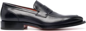 Santoni penny-slot leather loafers Black