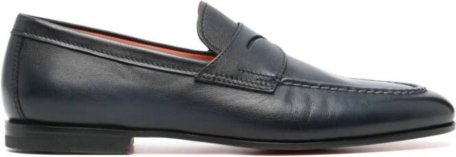 Santoni penny-slot leather loafers Blue