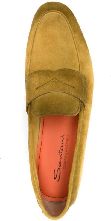 Santoni penny-slot suede loafers Green