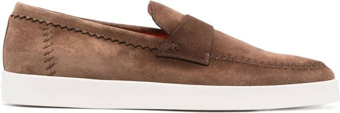 Santoni penny suede loafers Brown