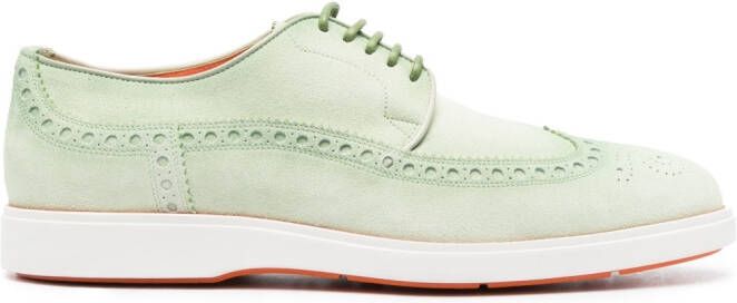 Santoni perforated-design almond-toe brogue shoes Green