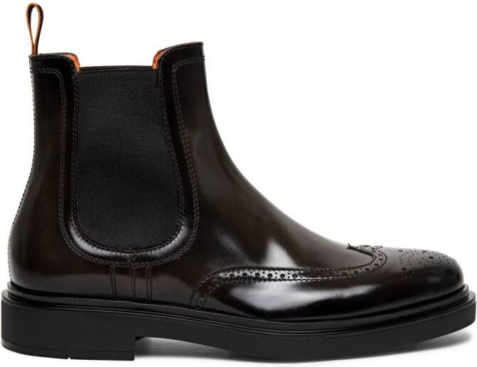Santoni perforated leather Chelsea boots Brown