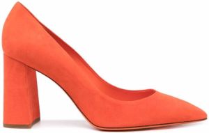 Santoni pointed-toe block-heel pumps Orange