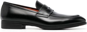 Santoni pointed-toe leather loafers Black