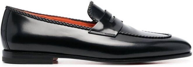 Santoni polished-finish slip-on loafers Black