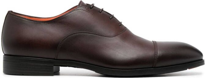 Santoni polished leather oxford shoes Brown
