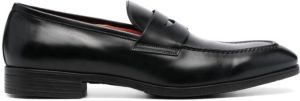 Santoni polished leather penny loafers Black