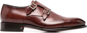 Santoni polished monk shoes Brown