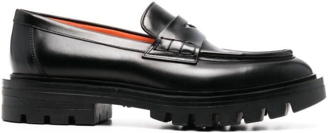 Santoni ridged-rubber sole loafers Black