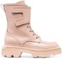 Santoni round-toe leather boots Pink - Thumbnail 1