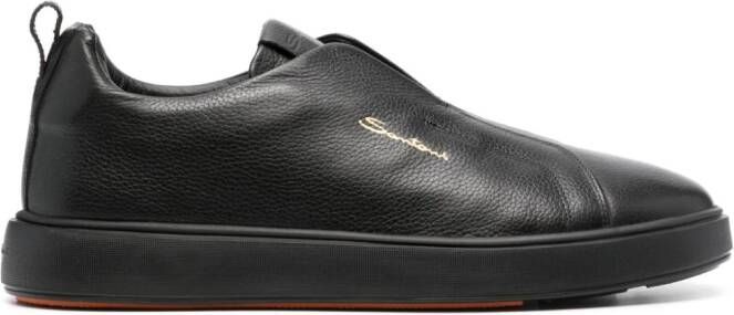 Santoni round-toe leather sneakers Black